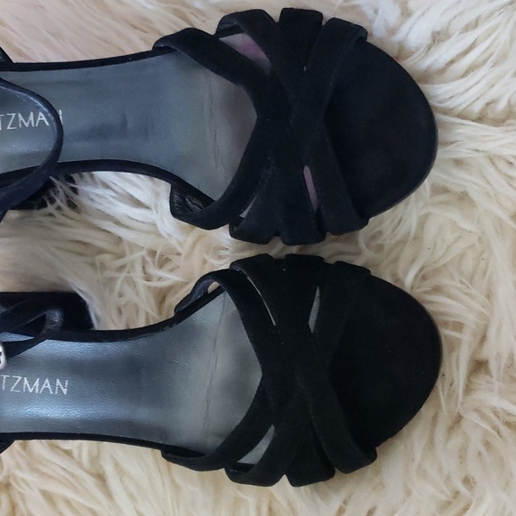 Stuart Weitzman stappy chunky suede leather heel black size 7 - Picture 5 of 8